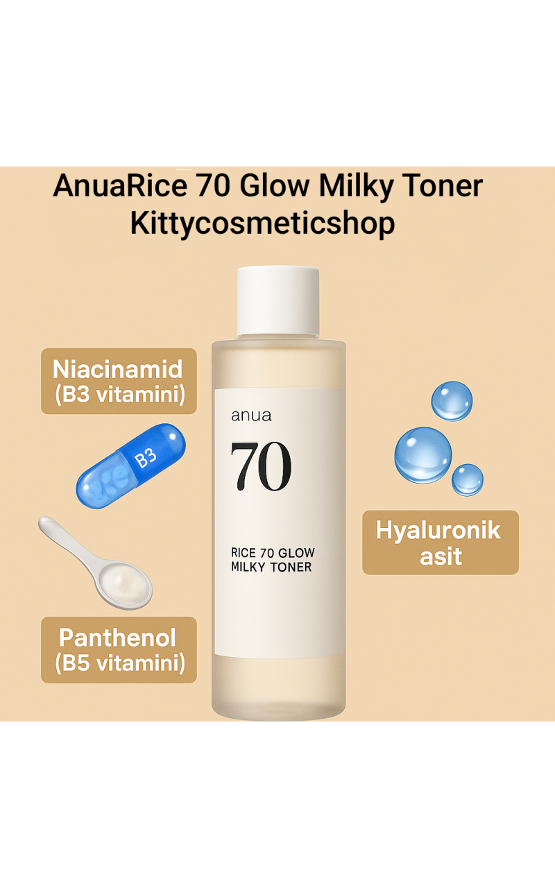 ANUA RICE 70 GLOW MILKY TONERPirinçli Işıltılı Ciltler İçin Sütlü Tonik 250 ML