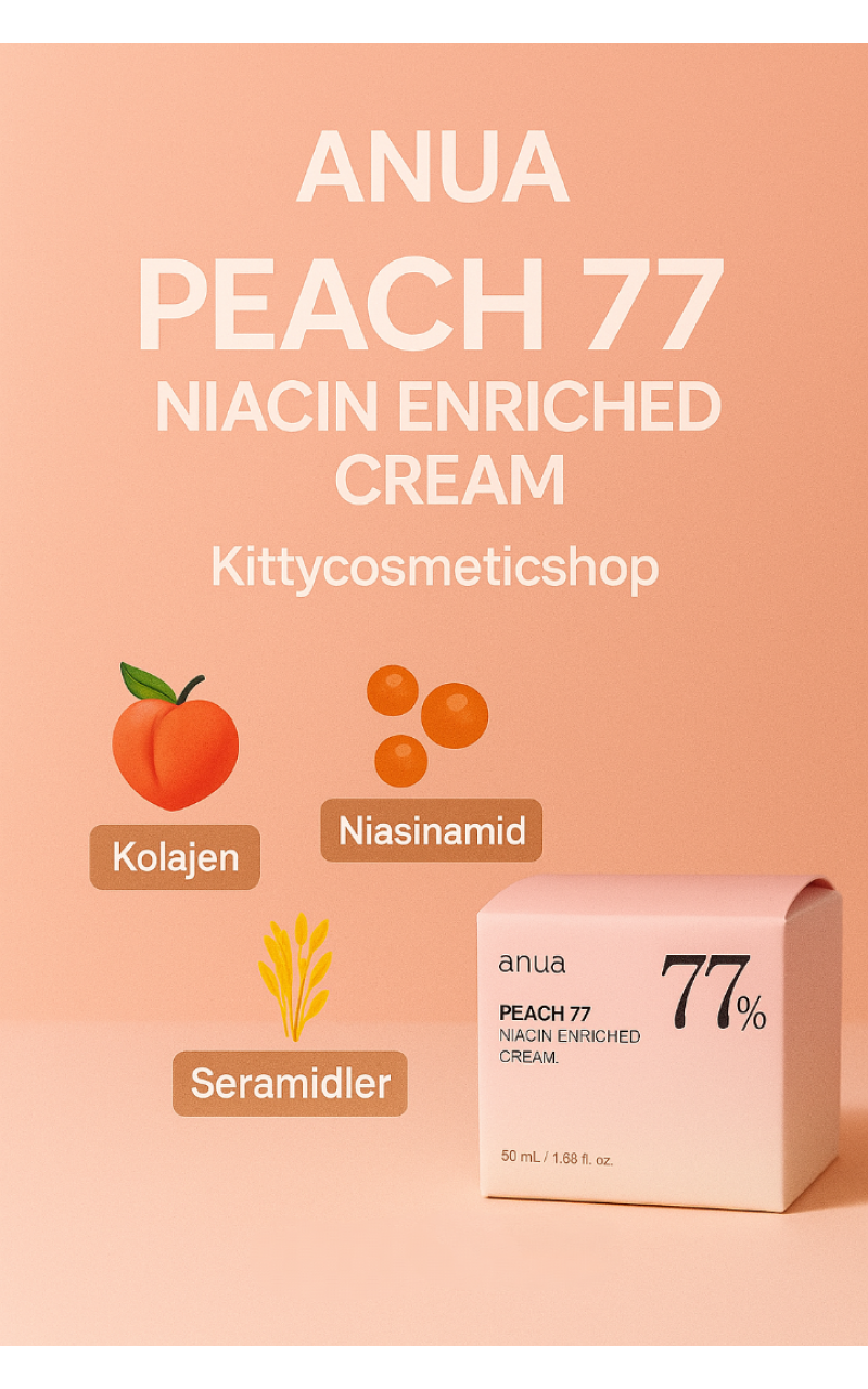 ANUA PEACH 77% NIACIN ENRICHED CREAM Pürüzsüz ve parlak bir cilt için yoğun kremalı puding 50 GR