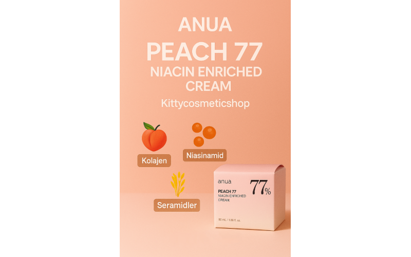 ANUA PEACH 77% NIACIN ENRICHED CREAM Pürüzsüz ve parlak bir cilt için yoğun kremalı puding 50 GR