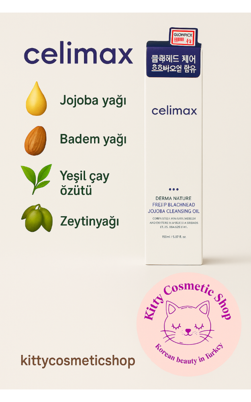 Celimax Derma Nature Fresh Blackhead Jojoba Cleansing Oil Celimax Derma Nature Fresh Siyah Nokta Jojoba Temizleme Yağı 150 ML