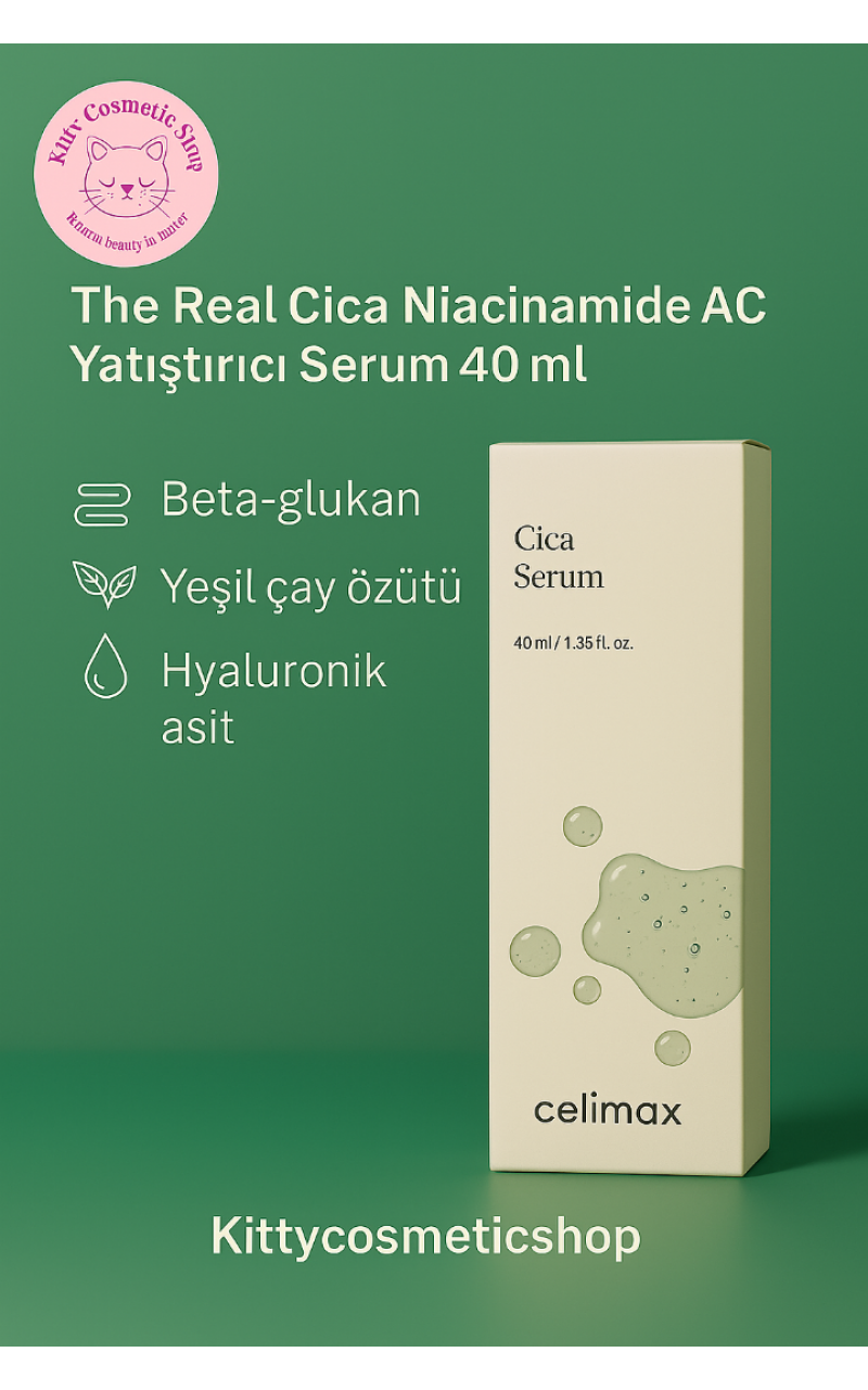 Celimax Cica Niacinamide AC Calming Serum Centella ve %5 Niacinamid İçeren Yatıştırıcı Serum 40 ML