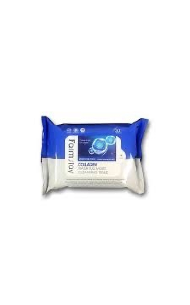 FARMSTAY COLLAGEN WATER FULL MOIST CLEANSING TISSUE Kolajen Makyaj Temizleyici Islak Mendil 30 ADET