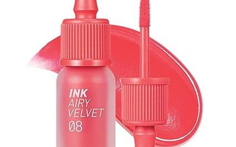 Peripera Ink Airy Velvet Lip Tint, Liquid Lip (0.14 fl oz, 008 PRETTY ORANGE PINK TURUNCU PEMBE